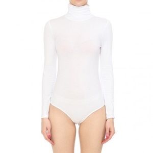 White Mock Neck Turtleneck Long Sleeve Bodysuit